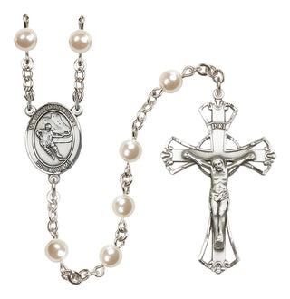 Silver-Plated 6mm Guardian Angel/Hockey Rosary