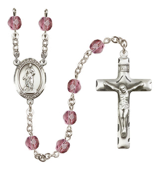 Silver-Plated 6mm Saint Barbara  Engraved Catholic Rosaries