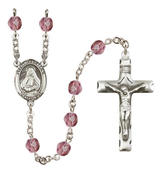 Silver-Plated 6mm Saint Frances Cabrini  Engraved Catholic Rosaries