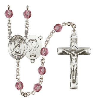 Silver-Plated 6mm Saint Christopher / Nat'l Guard Rosary