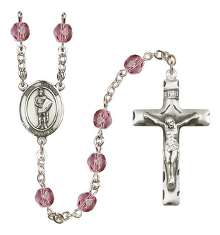Silver-Plated 6mm Saint Florian  Engraved Catholic Rosaries