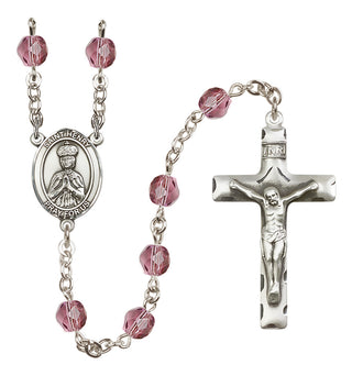 Silver Plated 6mm Fire Polished Saint Henry II Rosary in Amethyst