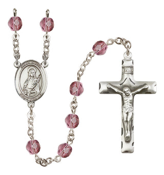 Silver-Plated 6mm Saint Lucia of Syracuse  Engraved Catholic Rosaries