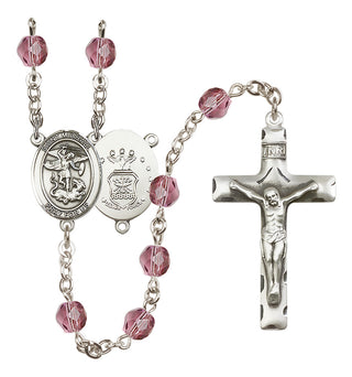 Silver-Plated 6mm Saint Michael / Air Force Rosary
