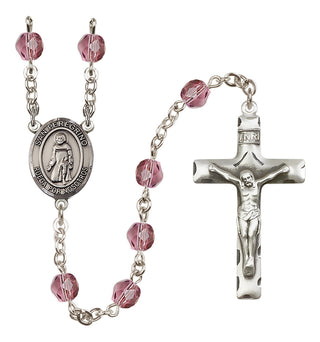 Silver Plated 6mm Fire Polished San Peregrino Rosary in Amethyst