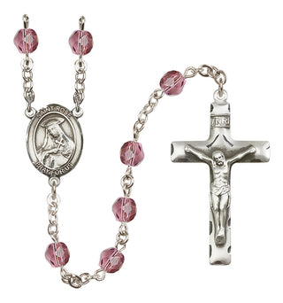Silver-Plated 6mm Saint Rose of Lima  Engraved Catholic Rosaries