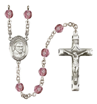 Silver-Plated 6mm Saint Vincent de Paul  Engraved Catholic Rosaries