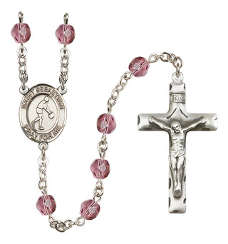 Silver-Plated 6mm Saint Sebastian/Basketball Rosary