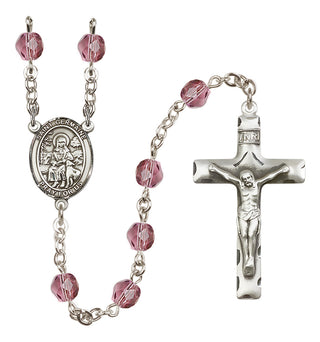 Silver Plated 6mm Fire Polished Saint Germaine Cousin Rosary in Amethyst