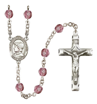 Silver-Plated 6mm Saint Elizabeth Ann Seton  Engraved Catholic Rosaries