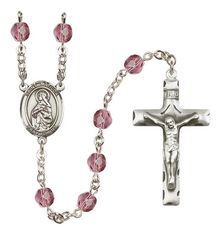 Silver Plated 6mm Fire Polished Saint Matilda Rosary in Amethyst