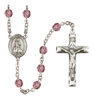 Silver-Plated 6mm Saint Rachel  Engraved Catholic Rosaries