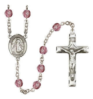Silver Plated 6mm Fire Polished Blessed Karolina Kozkowna Rosary in Amethyst