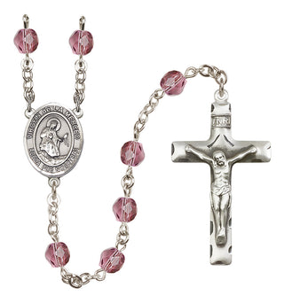 Silver Plated 6mm Fire Polished Virgen de la Merced Rosary in Amethyst