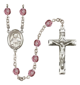 Silver-Plated 6mm Saint Pius X  Engraved Catholic Rosaries