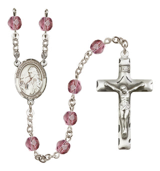 Silver-Plated 6mm Saint Finnian of Clonard  Engraved Catholic Rosaries