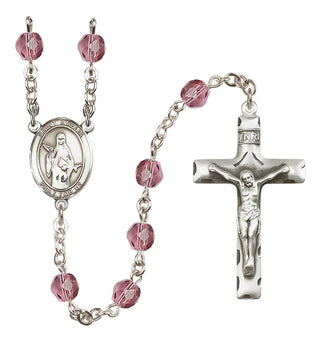 Silver-Plated 6mm Saint Amelia  Engraved Catholic Rosaries