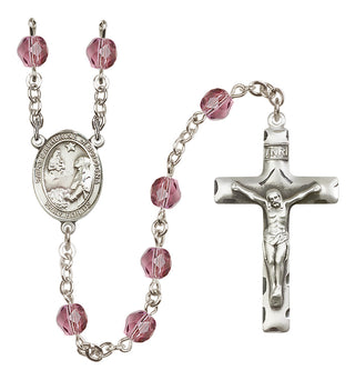Silver Plated 6mm Fire Polished Saint Catherine of Bologna Rosary in Amethyst
