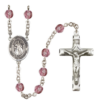 Silver Plated 6mm Fire Polished Divina Misericordia Rosary in Amethyst
