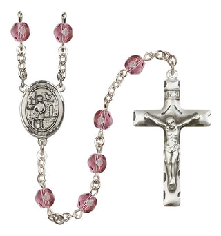 Silver Plated 6mm Fire Polished Saint Vitus Rosary in Amethyst