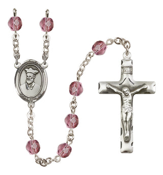 Silver Plated 6mm Fire Polished Saint Philip Neri Rosary in Amethyst