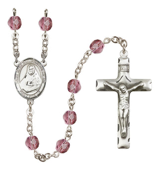 Silver Plated 6mm Fire Polished Saint Rose Philippine Duchesne Rosary in Amethyst