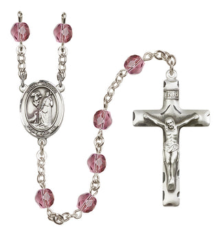 Silver-Plated 6mm Saint Rocco  Engraved Catholic Rosaries