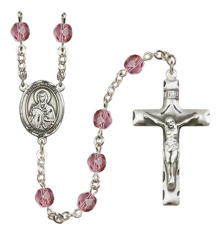 Silver Plated 6mm Fire Polished Saint Marina Rosary in Amethyst