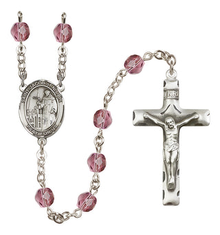 Silver Plated 6mm Fire Polished Saint Jacob of Nisibis Rosary in Amethyst