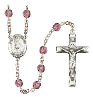 Silver-Plated 6mm Saint Daniel Comboni  Engraved Catholic Rosaries