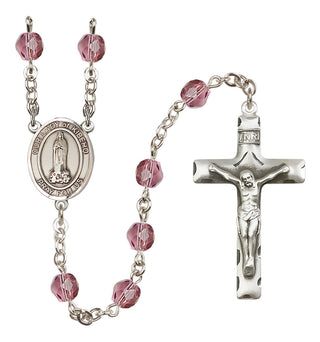 Silver Plated 6mm Fire Polished Our Lady of Kibeho Rosary in Amethyst