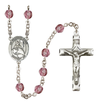 Silver-Plated 6mm Guardian Angel Protector  Engraved Catholic Rosaries