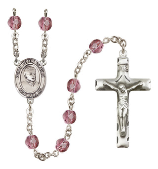 Silver Plated 6mm Fire Polished Saint Peter Claver Rosary in Amethyst