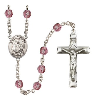 Silver Plated 6mm Fire Polished Saint Norbert of Xanten Rosary in Amethyst