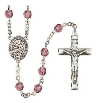 Silver Plated 6mm Fire Polished Our Lady of the Precious Blood Rosary in Amethyst