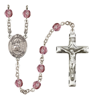 Silver Plated 6mm Fire Polished Saint Ephrem Rosary in Amethyst