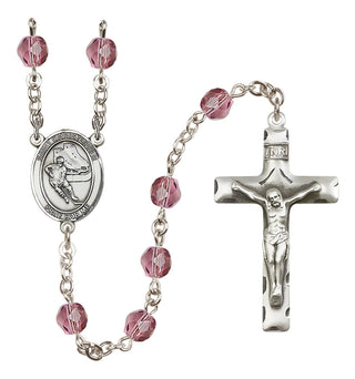 Silver-Plated 6mm Saint Christopher/Hockey Rosary