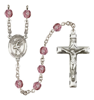 Silver-Plated 6mm Saint Christopher/Dance Rosary