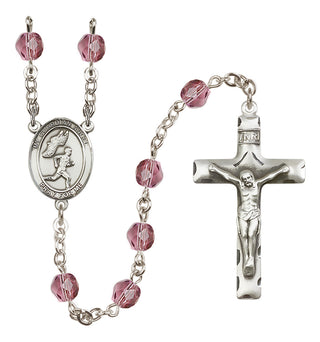 Silver-Plated 6mm Guardian Angel/Track&Field-Men Rosary