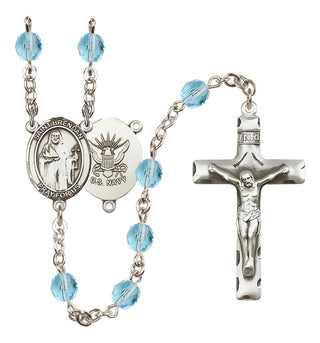 Silver-Plated 6mm Saint Brendan the Navigator / Navy Rosary