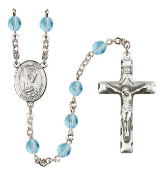 Silver Plated 6mm Fire Polished Saint Helen Rosary in Aqua