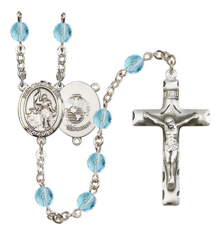 Silver Plated 6mm Fire Polished Saint Joan of Arc / Marines Rosary in Aqua