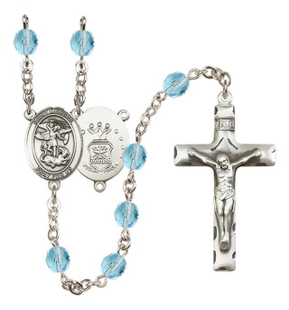 Silver-Plated 6mm Saint Michael / Air Force Rosary