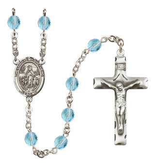 Silver Plated 6mm Fire Polished Lord Is My Shepherd Rosary in Aqua