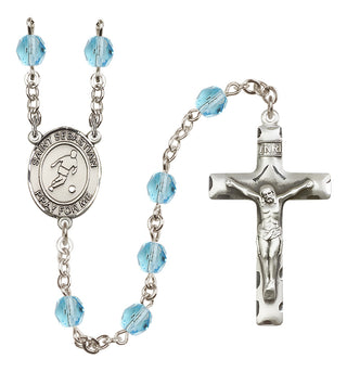 Silver-Plated 6mm Saint Sebastian/Soccer Rosary