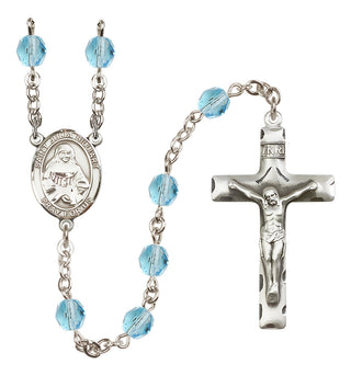 Silver Plated 6mm Fire Polished Saint Julia Billiart Rosary in Aqua
