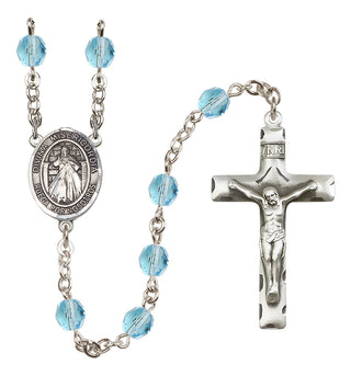 Silver Plated 6mm Fire Polished Divina Misericordia Rosary in Aqua