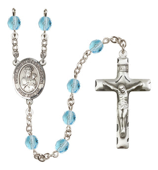 Silver Plated 6mm Fire Polished Our Lady of Czestochowa Rosary in Aqua