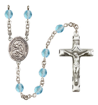 Silver Plated 6mm Fire Polished Our Lady of the Precious Blood Rosary in Aqua