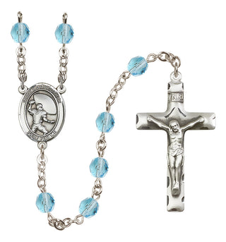 Silver-Plated 6mm Saint Christopher / Football Rosary
